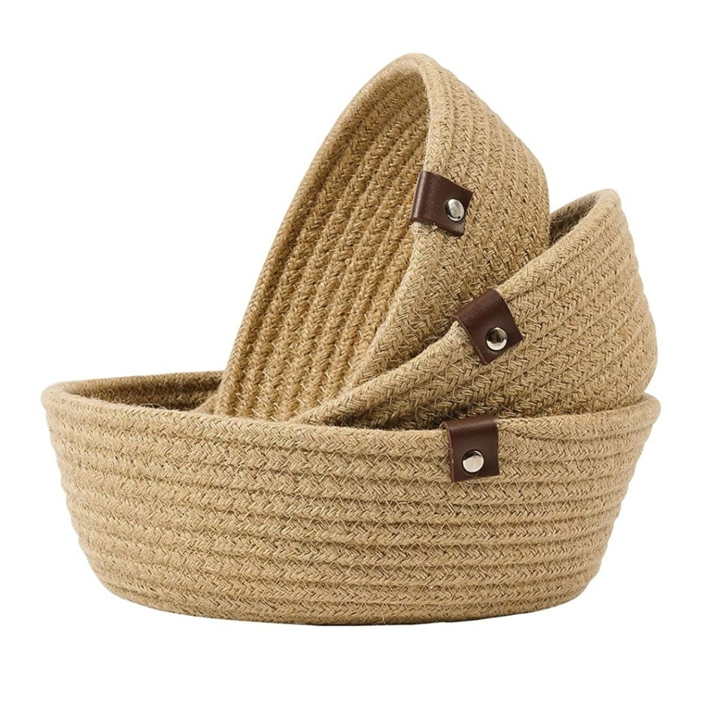 ‼️Last 1‼️ 3 Woven Storage Basket Leather Handles